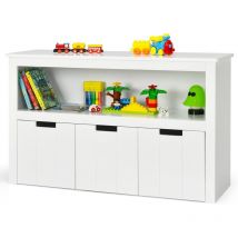 Goplus - Armoire de Rangement pour Jouets pour Enfants, Bibliotheque a 3 Tiroirs,Grande Etagere a Cubes de Rangement,Placard de Cuisine,Cabinet de