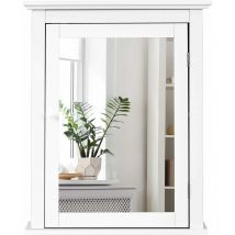 Goplus - Armoire Murale de Salle de Bain avec Miroir, Armoire Suspendue, Armoire a Pharmacie avec Porte et Couche Ajustable pour Salle de Bain, Cui
