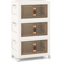 Aufbewahrungsbox Mit Deckel, Stapelbarer Aufbewahrungsschrank Mit Rollen & Handgriff, Klappbox Schuhboxen Ordnungsboxen Für Wohnzimmer & Schlafzimmer 