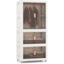 Bacs de Rangement Empilables avec Couvercle,Mobile de 421 L avec 10 Cintres et 4 Roulettes-Fermetures Magnétiques - Goplus