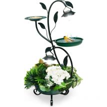 Bain d'oiseaux Solaire d'Extérieur de 83cm, Mangeoire à Oiseaux Vintage avec Jardinière, 2 Lumières led à Energie Solaire, Bain d'oiseaux Décoratif