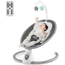 Balancelle Bébé électrique Transat avec 5 Amplitudes de Balancement, Minuteur Intelligent,Musique&Jouets (0-6 Mois, Gris) - Goplus