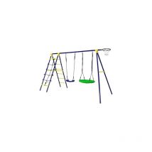 Balançoire 3-en-1à Cadre en a Charge 200kg-Balançoire 3 Agrès-1 en Forme de U+1 Face-à-Face+2 Anneaux de Gymnastique - Goplus