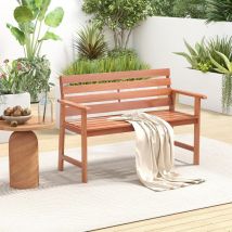 Banc 2 Places en Bois Massif Charge 180KG-Siège à Lattes et Dossier Incliné-Accoudoirs Confortables pour Jardin/Terrasse - Goplus