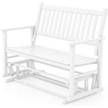 Goplus - Banc de Balancement Extérieur 2 Places 126x68x100CMCharge225KG-Balancelle en Bois de Peuplier avec Accoudoirs Blanc