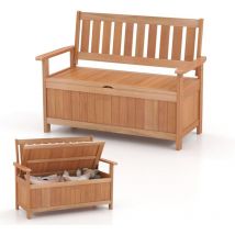 Goplus - Banc en Bois pour 2 Personnes, 2 en 1 Banc avec Rangement de 120L, Charge 180KG, Causeuse d'Extérieur pour Patio, Jardin, Terrasse, Porche,