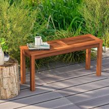 GOPLUS Banc Terrasse Bois Massif pour 2 Places 100x30,5x47CM-Banc à Lattes 100 cm Intérieur et Extérieur-pour Jardin/Terrasse