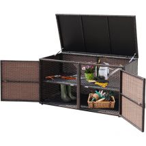 Goplus - Baule Cassapanca con 2 Ripiani, Scatola di Immagazzinaggio con Coperchio, 115 x 60 x 65 cm (Marrone)