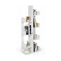 Goplus - Bibliothèque à 8 Niveaux,Forme d'Arbre,Charge 80kg,étagère de Rangement de Bureau avec Dispositif Anti-Basculement,Blanc