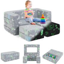 Canapé Convertible Enfant, Brillant dans Le Noir, Canapé Modulaire Enfant en Peluche avec Housse en Flanelle Amovible, Canapé de Jeu pour Chambre