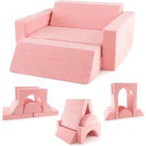 GOPLUS Canapé Enfants, Canapé de Jeu Modulaire 8 PCS avec Housse Amovible pour Intérieur Salle de Jeux, Canapé Imaginatif pour Jouer Dormir, Fauteuil
