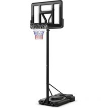 Goplus - Canestro Basket Esterno, Sistema di Canestro Regolabile in Altezza 230-305 cm con Base Riempibile, Scheda Antirottura, Ruote, Porta Pallone,