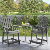 Goplus - Chaise Adirondack Haute en HDPE-harge 150KG-avec Dossier & Siège Ergonomiques/Accoudoirs & Repose-Pieds Gris