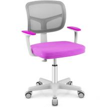 Goplus - Chaise de Bureau pour Enfant-Charge 150 Kg-Hauteur Réglable-Dossier Ergonomique-Siège Pivotant à 360° Rose-Violet