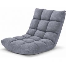 Chaise de Plancher avec Dossier Reglable sur 14 Niveaux, 105 x 56 x 15CM,Canape Paresseux,Paresseux Fauteuil avec Velours Corail Confortable(Gris)