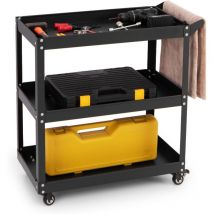 Goplus - Chariot de Service à 3 Niveaux avec Poignée Pratique, Roues Verrouillables, Chariot à Outils sur Roues, Chariot Utilitaire Polyvalent pour