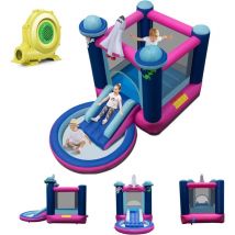 Château Gonflable Astre Vaisseau Spatial, Aire de Jeux Aquatique Gonflable avec Zone de Saut, Toboggan Piscine pour 3 Enfants de 3 a 10 Ans, Jusqu'a