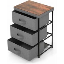 Goplus - Commode de Rangement 3 Tiroirs, Meuble de Rangement avec Tiroirs en Tissu, Cadre Métallique Robuste, avec Tiroirs Amovibles et Pliables,