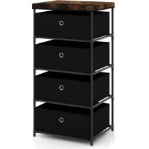 Goplus - Commode de Rangement 4 Tiroirs, Meuble de Rangement avec Tiroirs en Tissu, Cadre Métallique Robuste, avec Tiroirs Amovibles et Pliables,