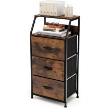 Commode Industriel, Console a 3 Tiroirs Structure en Metal avec 2 Etageres Ouvertes pour Vetements, Livres et Imprimante, pour Le Bureau et Le Salon,