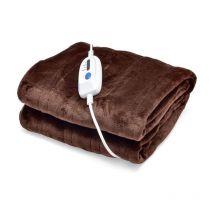 Goplus - Couverture Chauffante de Télécommande 130 x 180 cm, Couverture électrique en Flanelle, Température Réglable et Minuteur, Cafe