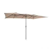Goplus - Doppelsonnenschirm 430 x 260 cm, Terrassenschirm mit 10-Rippen-Struktur & Handkurbel, UV-beständig & Wasserabweisend, Sonnenschirm