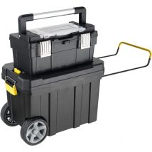 Ensemble de 2 Boîtes à outils, Boîte à outils roulante avec Poignée Télescopique et Plateau Amovible pour Maison, Garage, Usine, Noir - Goplus