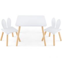 Goplus - Table Enfant avec Chaise, Table d'Activités pour Tout-Petits avec Dossier Ergonomique en Forme d'oreille de Lapin, Coins Arrondis 1 Table 2