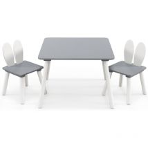 Goplus - Table Enfant avec Chaise, Table d'Activités pour Tout-Petits avec Dossier Ergonomique en Forme d'oreille de Lapin, Coins Arrondis 1 Table 2