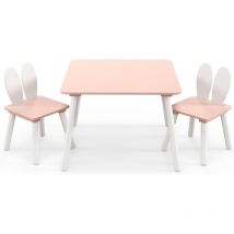 Goplus - Table Enfant avec Chaise, Table d'Activités pour Tout-Petits avec Dossier Ergonomique en Forme d'oreille de Lapin, Coins Arrondis 1 Table 2