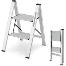 Escabeau Pliable à 2 Marches avec Cadre en Aluminium Robuste et Léger,49x44x66CM,Charge 150KG - Goplus