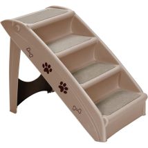 Escalier Pliable pour Animaux/Chien/Chat, Escalier en Plastique avec 4 Marches, Feutre Confortable et Coussinets Antiderapants, Charge Max