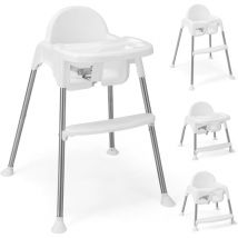 Evolutive 4 in 1 Seggiolone con Vassoio Rimovibile e Altezza Regolabile, Seggiolone per Bambini con Imbracatura e Piedi Antiscivolo, Seggiolone per