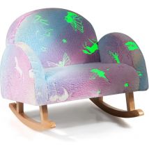 Fauteuil à Bascule pour Enfant 3-5 Ans, Canapé Enfant Lumineux dans Le noi, Fauteuil Rembourré en Flanelle et Éponge, Petit Fauteuil avec Pieds en