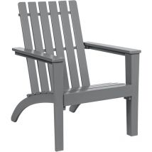 Fauteuil de Jardin Adirondack en Bois d'Acacia -69x73x85CM- Fauteuil Large avec Dossier Confortable pour Jardin et Terrasse, Plage-Gris - Goplus