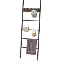 Handtuchleiter Vintage, Handtuchhalter mit 5 abnehmbaren Haken, Handtuchständer, für Waschküche, 60 x 179 cm - Goplus