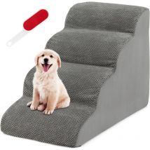 Goplus - Haustiertreppe aus Schwamm, Hundetreppe mit Waschbar Bezug, rutschfeste Hunderampe für kleine Hunde und Katzen zum Klettern auf Hochbetten