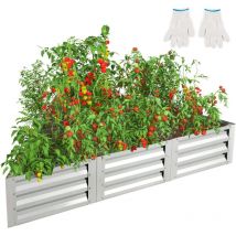 Jardinière Surélevée Triangulaire à 6 Espaces de Plantation, 150X150X30CM, Potager en Métal Galvanisée avec Base Ouverte - Goplus