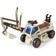 Jouet de Pelleteuse électrique pour Enfants, Excavateur électrique avec Pédales et Pelle Flexible, Jouet d'Excavatrice avec Espace de Rangement