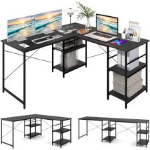 Goplus L-förmiger Schreibtisch, 151 X 151cm Eckschreibtisch Mit Ablagen, Gaming Tisch, Bürotisch Für 2 Personen, Eckschreibtisch, Für Arbeitszimmer & 