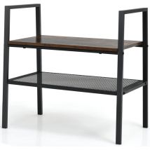 Goplus - Lagerregal, Standregal mit 2 Ebenen, Offene Regale, Rahmen aus Eisenrohr, Industrieller Stil, Küchenregal Schuhregal, Bücherregal für