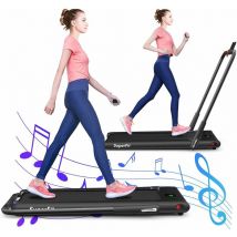 Goplus - Laufband, Klappbares Walking Laufband für Schreibtisch, mit LED-Display, inkl. Fernbedienung, Leicht Verstaubar, Eingebauter Lautsprecher,