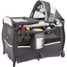 GOPLUS Lit Parapluie Bébé Pliable avec Matelas, Berceau Bébé Evolutif avec Table à Langer, Boîte à Musique et Roues Verrouillables, Lit de Voyage