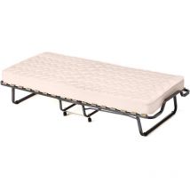 Lit Pliant à Roulettes avec Matelas 10CM - 200x90CM Charge 130KG - à Lattes en Bois Matelas en Mémoire de Forme(Vague) - Goplus