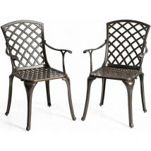 Lot de 2 Chaises de Salon de Jardin en Aluminium Durable avec Accoudoir,Fauteuils pour Jardin, Terrasse,Salon de Bistro