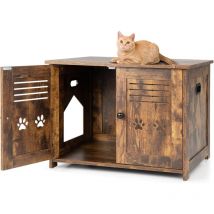Maison De Toilette Pour Chat, Meuble Litière Chat Avec 2 Portes, Entrées Latérales, Charge 50 Kg, Style Industriel - Goplus