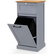Goplus - Meuble Salle de Bain avec Panier à Linge, avec Tiroir, Armoire Inclinable & Panier à Linge 38L avec Poignée Portable, Charge 50 kg, pour