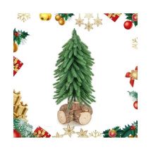 Mini Sapin de Noël 40 cm, Sapin de Noël Artificiel avec 200 Branches en pe et Base en Bois Massif, Sapin de Noël pour Noël, Décoration de Noël