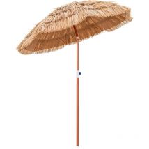 Parasol de Jardin Exterieur, Parasol Exotique en Paille pp, Parasol Plage Hawaïen Inclinable, φ 2,43M, Pied de Parasol Non Inclus - Goplus