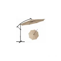 Parasol Déporté Inclinable D.3M, Parasol Cantilever Solaire avec 112 Lumières led, Manivelle, Pied en Croix,Beige - Goplus